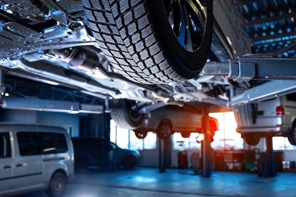 Car underside in garage